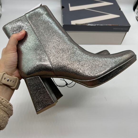 Worthington Womens Bannow Flared Heel Booties Pewter Color Size 8 - Picture 8 of 12